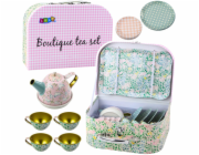 LeanToys Čajová souprava v kufru, pastelové kovové nádobí, 15 dílů