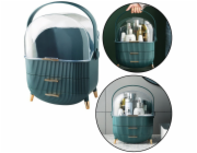 Lean Organizér na kosmetiku s otevíracím víkem, průhledný, se dvěma zásuvkami, zelený