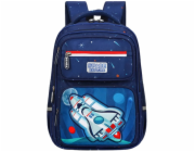 Lean Dětský školní batoh s hrudním popruhem, tmavě modrý, Rocket Space 20L 41cm