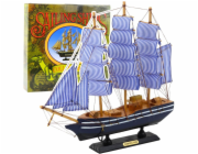 LeanToys Sběratelský model dekorativní plachetnice bílá a modrá 33x31cm