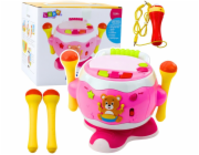 LeanToys Dětský bubnový hudební interaktivní světelný zvuk růžový