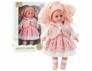 LeanToys Sladká panenka anděl v růžových květinových šatech 36 cm