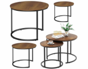 Lean Sada 3 kulatých konferenčních stolků v vintage stylu z přírodního dřeva, 51 cm, 40 cm, 30 cm