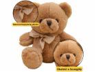 LeanToys Plyšová hračka Velký medvídek s mašlí Hnědá 40 cm