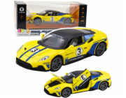 LeanToys Kovové sportovní auto, světla, zvuky, jízda, žlutá 1:22