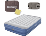 Bestway Dvojitá nafukovací matrace s vestavěným čerpadlem, šedá, tmavě modrá