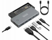Zenwire USB HUB HUB Krabička pro SSD M2 NVME PCIe SATA NGFF USB-C 3.2 HDMI 2.0 adaptér M.2 10GBps napájení 100W Zenwire MC501