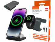 Zenwire Bezdrátová nabíječka A11B 3 v 1 s USB-C pro iPhone, Samsung a hodinky QI 15W
