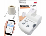 Zenwire Přenosná termální mini tiskárna štítků TP-210 s Bluetooth a USB-C portem a vestavěnou baterií 1500 mAh