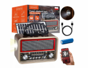 NoName Retro FM rádio Solární Bluetooth Přenosné Bateriově Napájené Kuchyňské USB-C Anténa