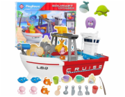 LeanToys Rybářský člun s cirkulací vody, interaktivní rybářské příslušenství