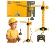 LeanToys Dálkově ovládaný stavební jeřáb s RC kabelem, rotace o 360°, 71 cm