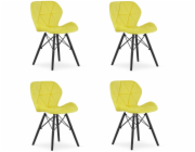 Leobert Židle žlutá LAGO sametová elegantní do obývacího pokoje a jídelny 4 ks