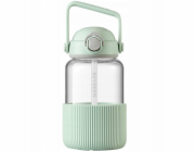 Mellow Yellow BUYDEEM Skleněná láhev na vodu s brčkem 1l, model DG710, barva příjemně zelenavá