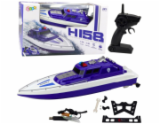 LeanToys Dálkově ovládaný RC motorový člun 1:28 policejní modrý LEAN Toys