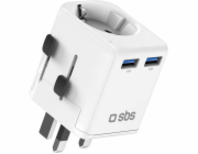 NoName Univerzální cestovní adaptér - EU 2xUSB-A - bílý