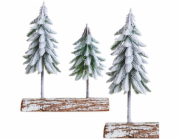 Lean Vánoční stromeček - kompozice na kmeni pokrytém sněhem 34 x 28 cm