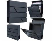 LeanToys Velká poštovní schránka na dopisy a noviny, antracitová, 37x37x11 cm