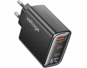 voltage Nabíječka GaN 67W PD 3.0 QC 4.0 USB-A 2x USB-C digitální displej černá