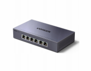 Ugreen 6portový ethernetový switch s PoE - šedý 1Gb/s