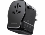Ugreen Univerzální cestovní adaptér/nabíječka do zásuvky S550, 65W, 2x USB-C, 1x USB-A
