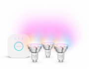 Philips Hue Essential Starter Kit Bodové světlo + Hue Bridge Full Color GU10 3 kusy, bílá - Sada chytrého osvětlení 929004235707 (8721103103710)