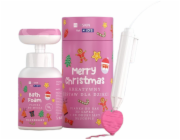HiSkin Kids Merry Christmas kreativní sada pro děti pěna na mytí rukou s růžovými bobulemi 300ml + 3D pero 1ks