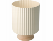 Home Styling Collection Kolekce bytového stylingu Kovový kryt na květináč s vlnitým okrajem na dřevěném podstavci NORD, O 18 x 23 cm