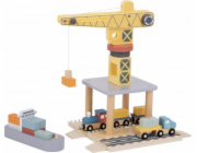 Tooky Toy TOOKY TOY Dřevěná sada přístavního jeřábu