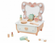 Tooky Toy Dřevěný toaletní stolek s motýly a LED světly + kosmetika