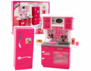 LeanToys Sada kuchyňského vybavení pro panenky, ledničku a troubu, růžová