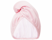 Glov Oboustranný vlasový turban z mikrovlákna a veganského saténu, rychleschnoucí, proti krepatění, saténově růžový