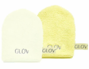 Glov Iconic Mitt Sada rukavic na odličování a čištění obličeje, pouze voda, 2 ks, banánová a slonovinová