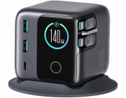 Joyroom Stolní nabíječka Podix JR-TRD01 GaN 140W s 5 porty a dvěma zatahovacími kabely - šedá