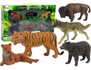 LeanToys Sada figurek Africká lesní zvířata Medvěd Tygr