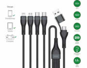 4smarts USB kabel USB-A + USB-C - 2x USB-C + Lightning + microUSB 1,2 m černý (541023)