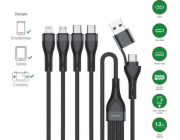 Adidas 4smarts USB kabel USB-A + USB-C - 2x USB-C + Lightning + microUSB 1,2 m černý (541023)