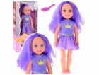 LeanToys Panenka v šatech s korunou, dlouhé vlasy, fialov...