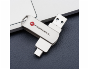 ForCell USB flash disk 64GB USB 3.2 Gen 1 (USB A / USB C) F-Data Metal Duo stříbrný