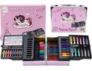 LeanToys Sada pro výtvarné umění ve skládacím kufru s jednorožcem, 133 dílků