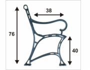NoName Noha městské lavičky s područkou, 6 desek