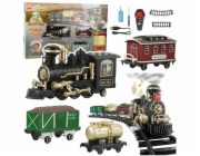 LeanToys Elektrický vláček Klasický RC vláček Světla Zvuky Kouř 206 cm 24 dílů.