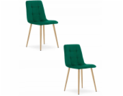 Leobert Židle KARA - tmavě zelený samet / nohy v barvě dřeva x 2