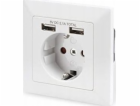 Digitus Sicherheits-Steckdose Unterputz, mit 2x USB-A (weiß)