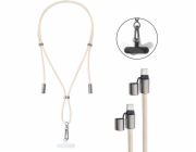 Intenso Handykette und Lade-/Datenkabel Cell Phone Charging Lanyard (beige, 1,65?Meter, USB-C, PD3.0 / QC4.0, Nylon)