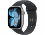 Apple Watch Series 11 (grau, Aluminium, 46 mm, Sportarmband schwarz M/L, Cellular)