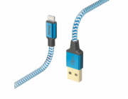 Hama 00201553 Reflexní nabíjecí kabel, USB-A - Lightning 1,5m Nylon modrý