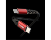 Hama 00201542 Extreme nabíjecí kabel, USB-C - USB-C 1,5 m nylon černý/červený