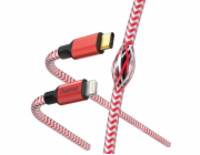 Hama 00201562 reflexní nabíjecí kabel, USB-C - Lightning 1,5 m nylon červený