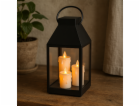 Lucerna černá s 3 LED svíčkami 35 cm KO-ANX001760